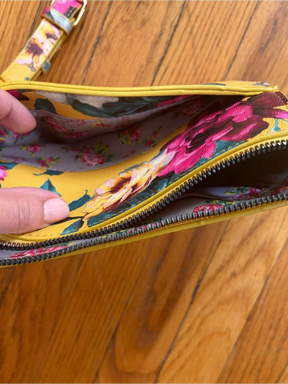 Betsey Johnson Yellow Floral Crossbody Camera Bag
